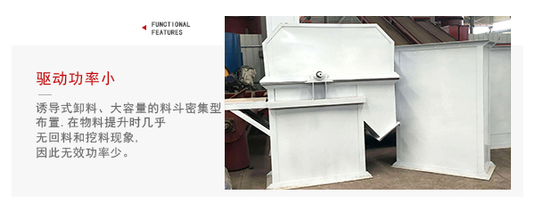 TD型斗式提升機驅(qū)動力小，無回料等特點展示圖。